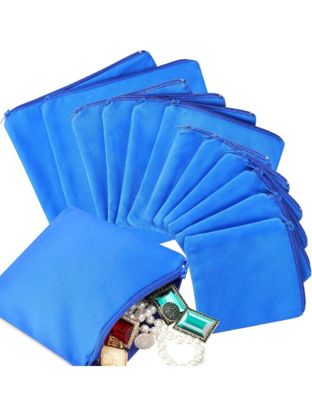 12 Pack Anti-Tarnish Jewelry Storage Bags - Zippered Pouches for Necklaces